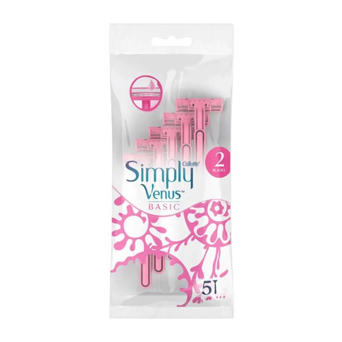 خود تراش زنانه دو تیغ ژیلت ونوس Gillette Simply Venus بسته 5 عددی - ارس شاین