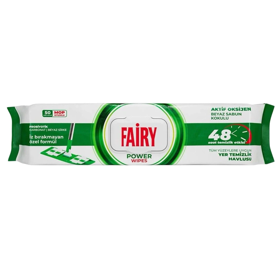 دستمال مرطوب طی چند منظوره فیری رایحه صابون سفید FAIRY mop uyumlu BEYAZ SABUN بسته 50 عددی - ارس شاین