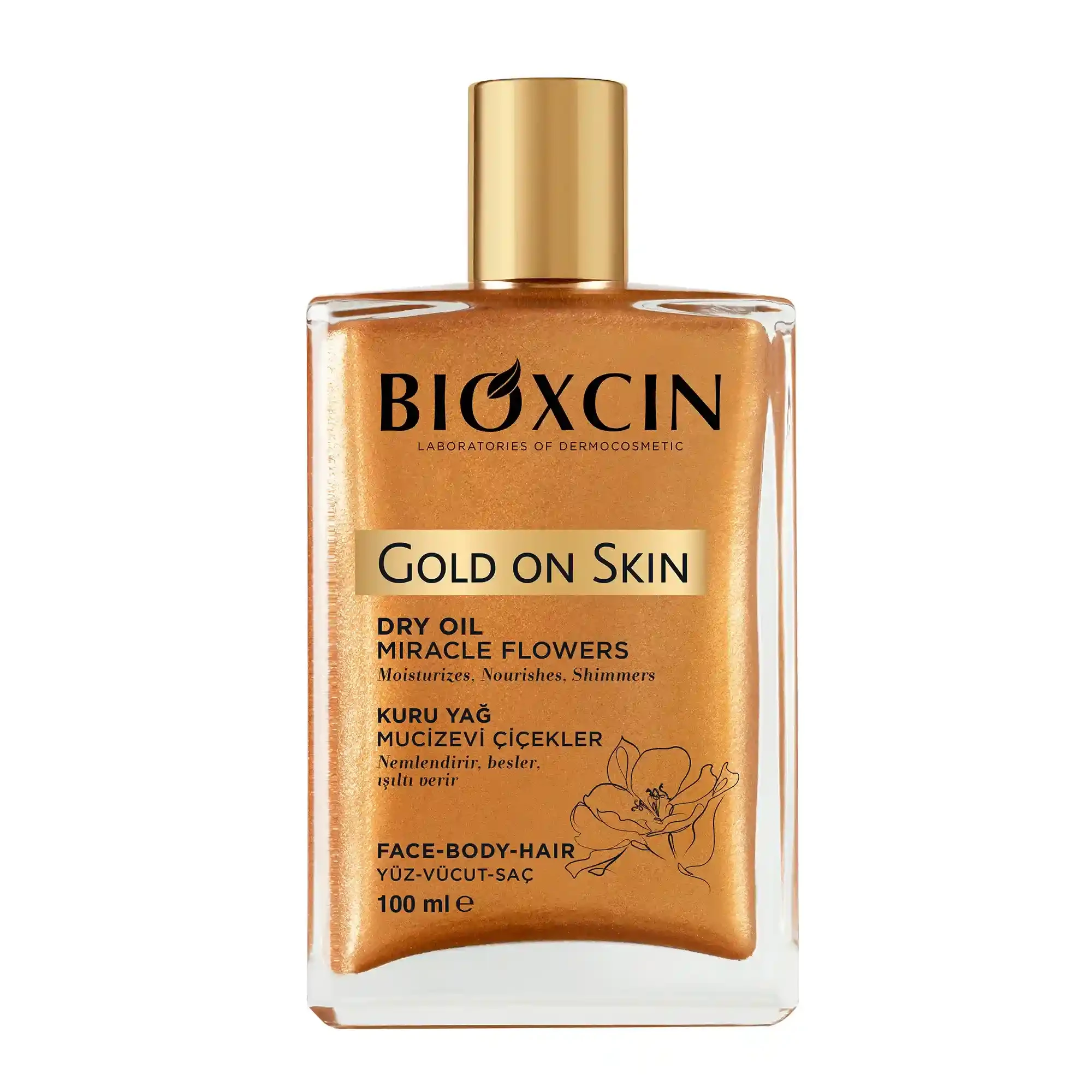 روغن مرطوب کننده و شاین دار بدن ، صورت و مو بیوکسین مدل گلد آن اسکین BIOXCIN GOLD ON SKIN حجم 100 میلی لیتر - ارس شاین