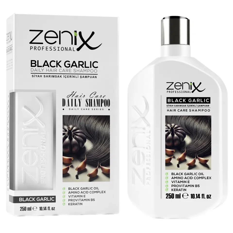شامپو مو تخصصی سیر سیاه زنیکس zenix black garlic hair shampoo حجم 250 میلی لیتر - ارس شاین