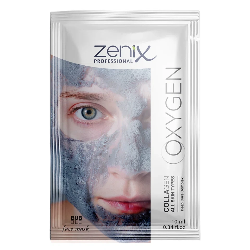 ماسک صورت فومی حاوی اکسیژن و کلاژن ساشه‌ای زنیکس zenix face care mask oxygen collagen sachets حجم 10 میلی لیتر - ارس شاین - 1