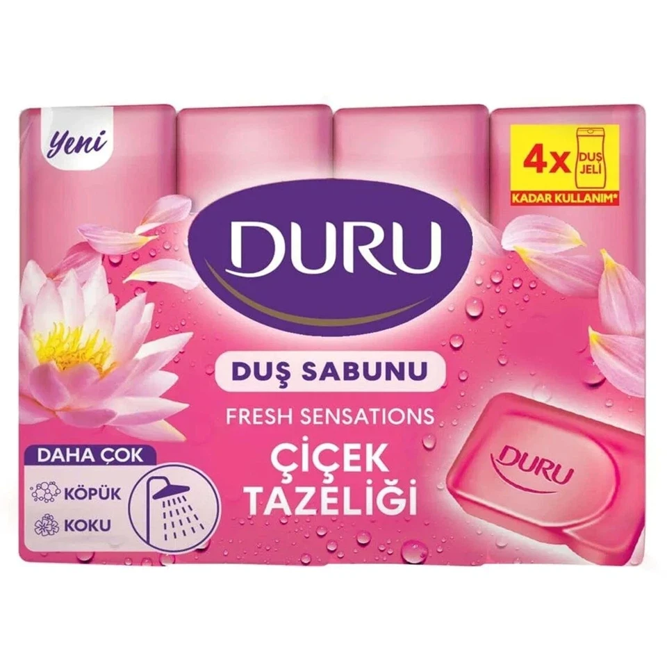 صابون حمام دورو رایحه گل‌های بهاری DURU ÇİÇEK TAZÉLİĞİ بسته 4 عددی (600 گرم) - ارس شاین