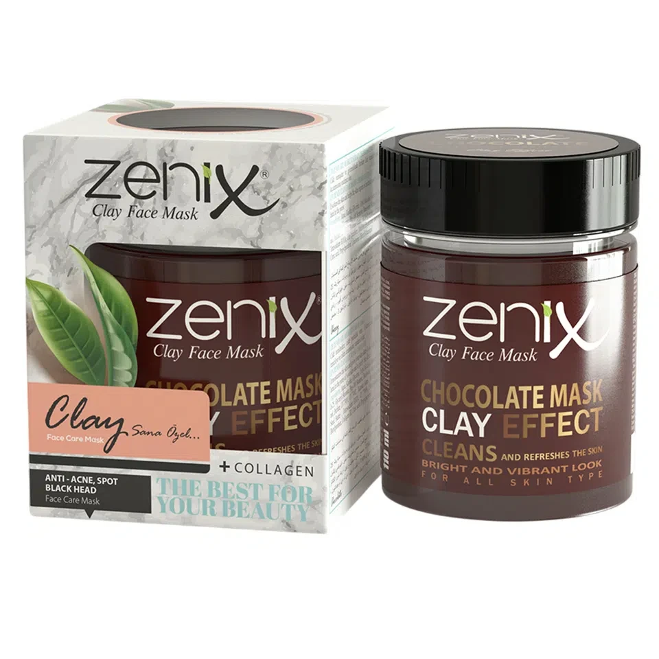 ماسک صورت خاک رس سری طبیعی شکلاتی زنیکس zenix clay mask natural series chocolate وزن 190 گرم - ارس شاین