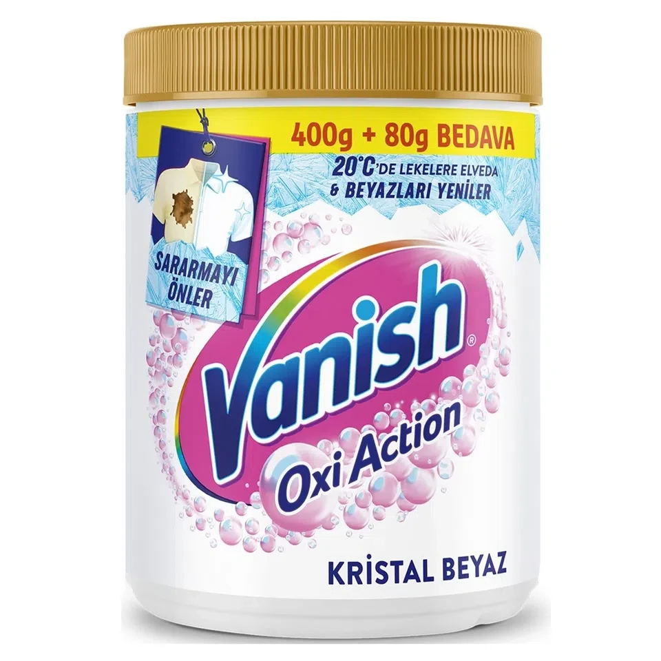 پودر لکه بر ونیش مخصوص لباس های سفید Vanish Oxi Action CRYSTAL WHITE وزن 480 گرم - ارس شاین