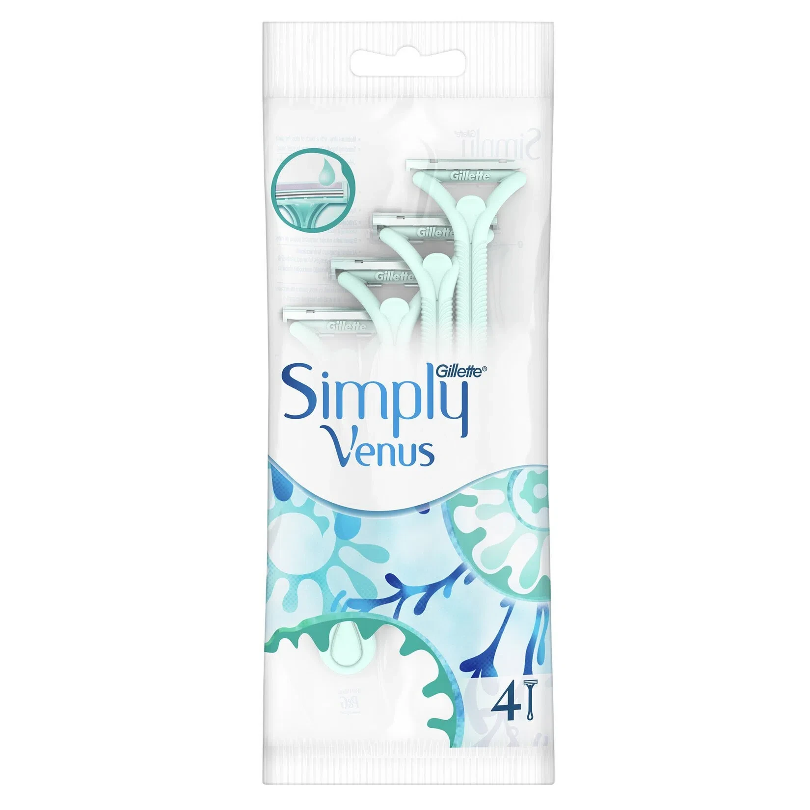 خود تراش زنانه دو تیغ ژیلت ونوس Gillette Simply Venus بسته 4 عددی - ارس شاین