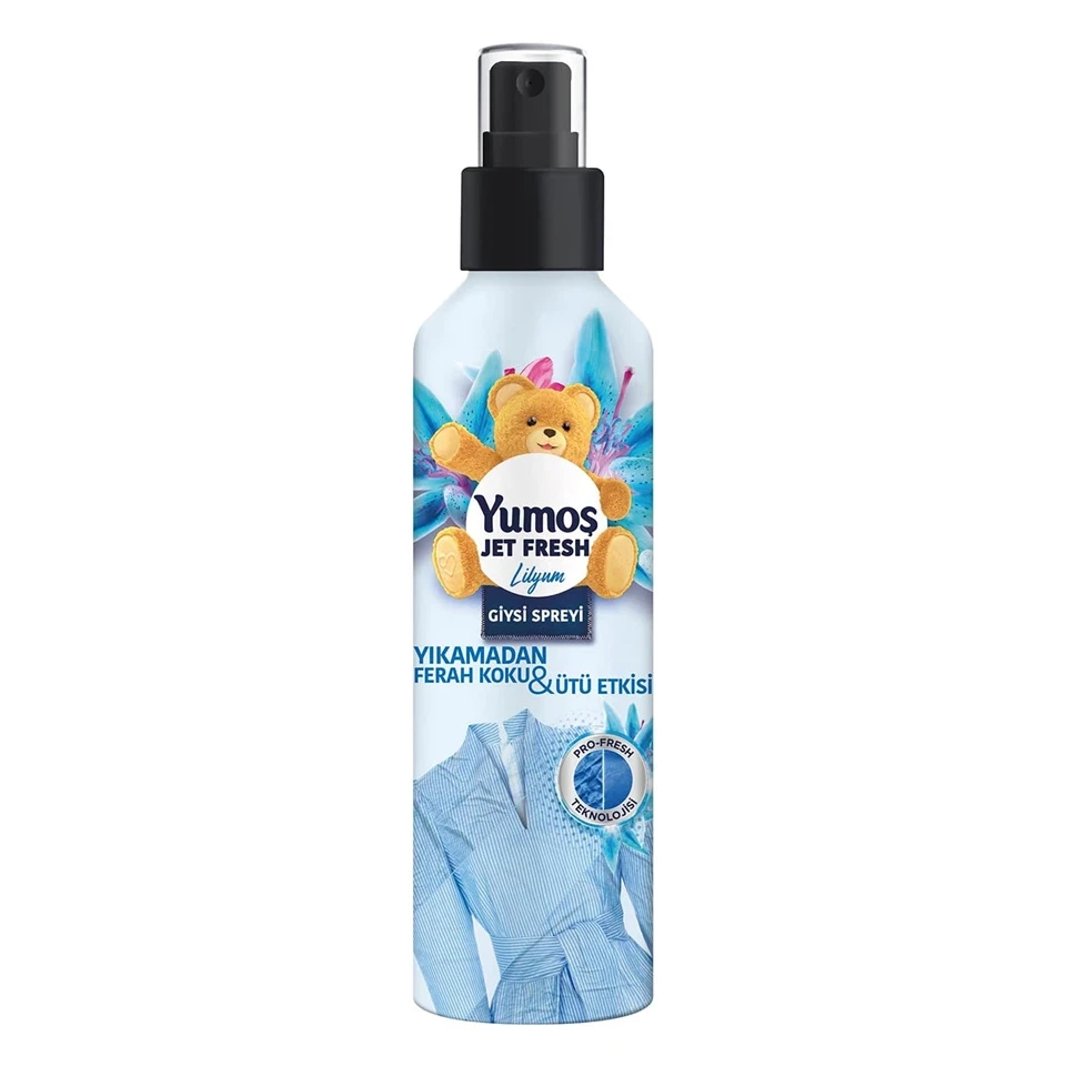 اسپری ضد چروک و خوشبو کننده لباس یوموش رایحه لیلیوم Yumos JET FRESH GİYSİ SPREYİ Lilyum حجم 200 میلی لیتر - ارس شاین
