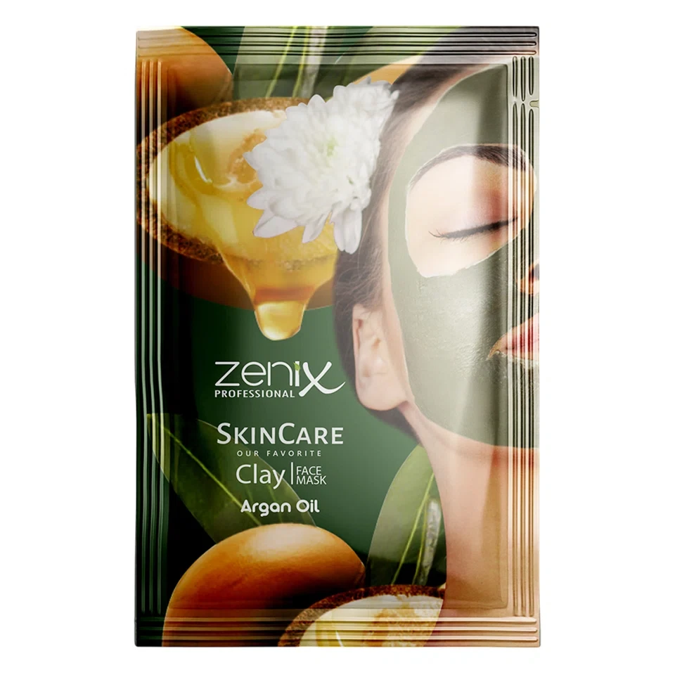 ماسک صورت خاک رس و فندق (حاوی آرگان) ساشه‌ای زنیکس zenix clay face mask argan sachets وزن 20 گرم - ارس شاین