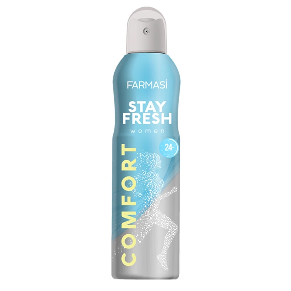 اسپری بدن ضد تعریق 24 ساعته زنانه فارماسی رایحه کامفورت Farmasi COMFORT STAY FRESH حجم 150 میلی لیتر - ارس شاین