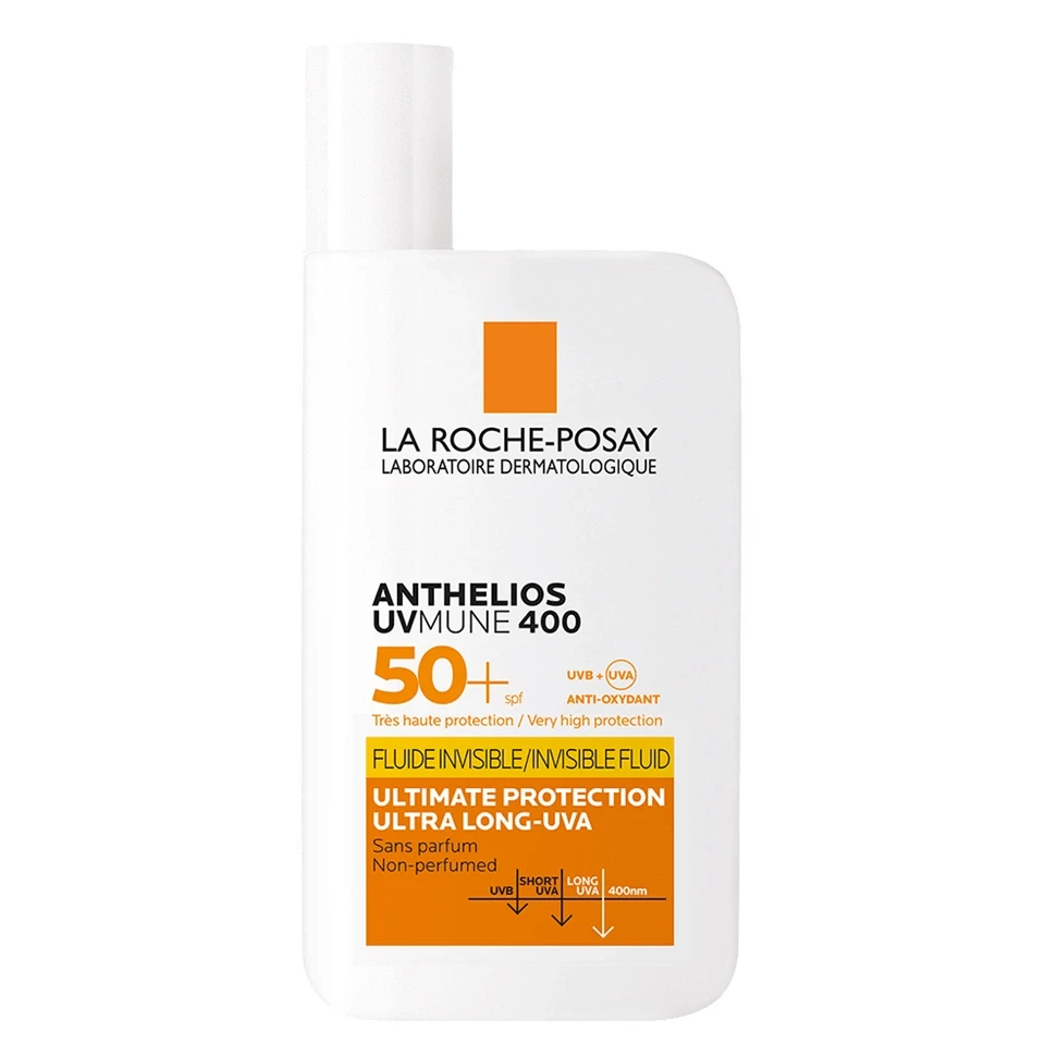 کرم ضد آفتاب بی رنگ نامرئی فلوئیدی لاروش پوزای LA ROCHE POSAY ANTHELIOS UVMUNE 400 FLUIDE INVISIBLE SPF50 حجم 50 میلی لیتر - ارس شاین