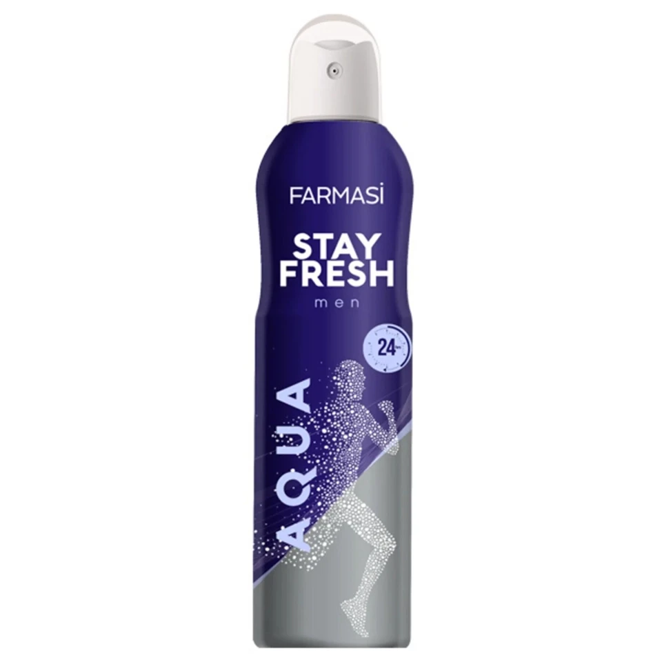 اسپری بدن ضد تعریق 24 ساعته مردانه فارماسی رایحه آکوا Farmasi AQUA STAY FRESH حجم 150 میلی لیتر - ارس شاین