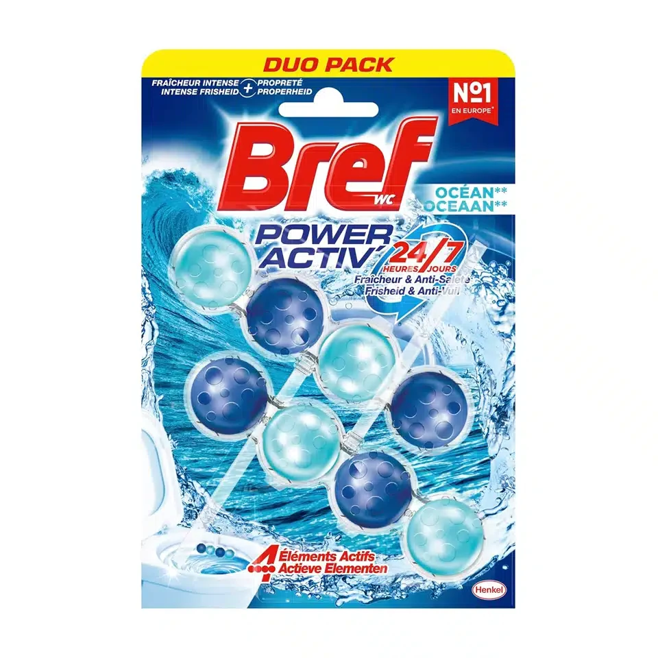 خوشبو کننده توالت برف توپی رایحه اقیانوس Bref POWER AKTIV OCEAN بسته 8 عددی - ارس شاین