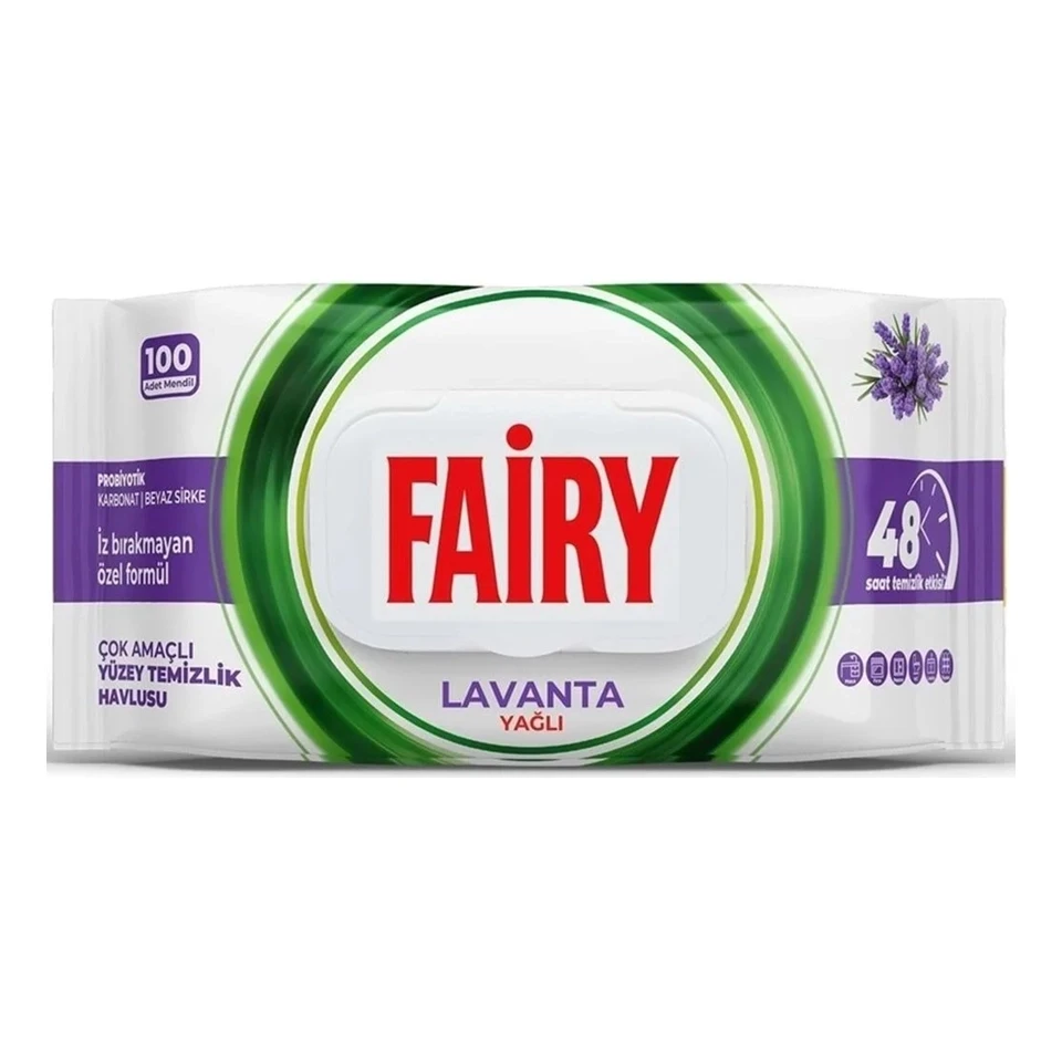 دستمال مرطوب سطوح چند منظوره فیری رایحه لاوندر FAIRY LAVANTA YAĞLI بسته 100 عددی - ارس شاین