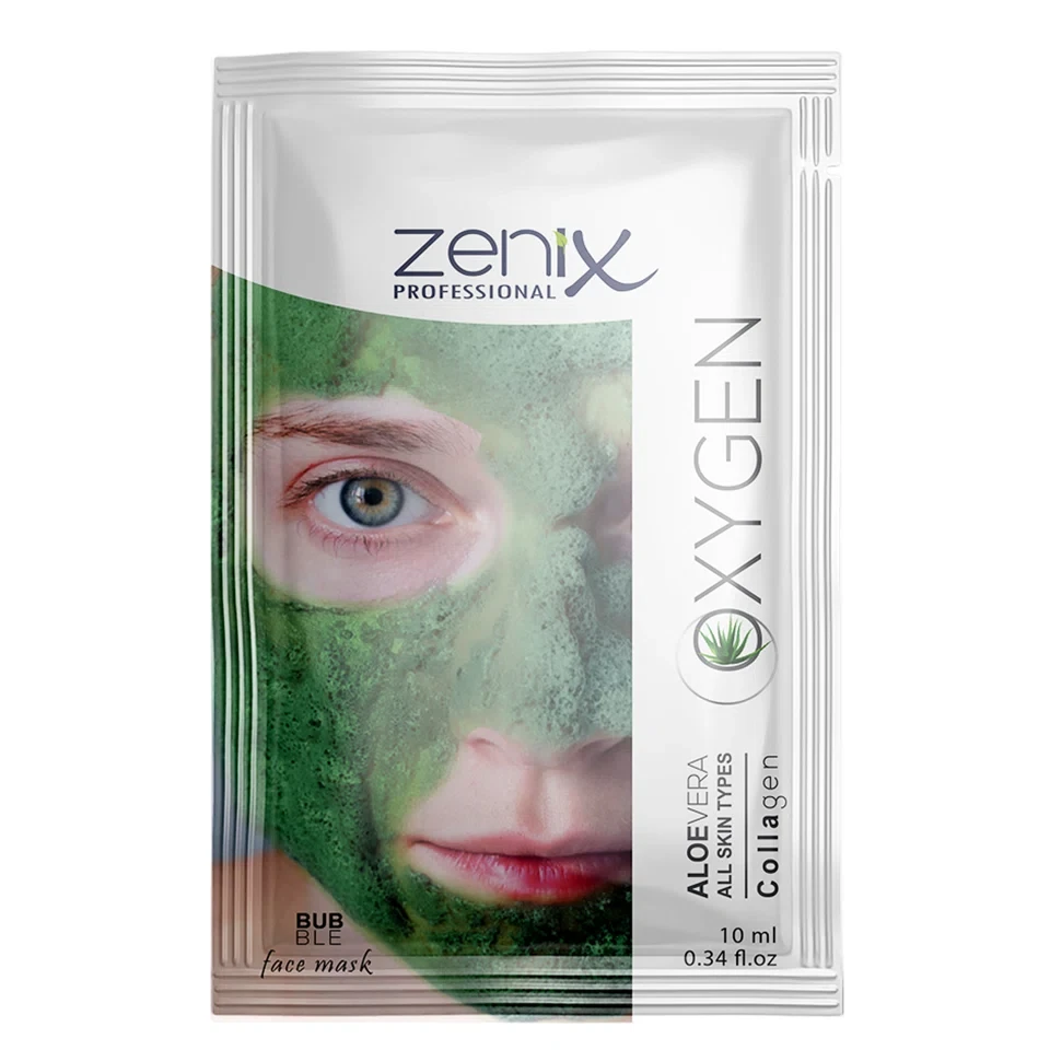 ماسک صورت فومی حاوی اکسیژن و آلوئه ورا ساشه‌ای زنیکس zenix face care mask oxygen aloe vera sachets حجم 10 میلی لیتر - ارس شاین
