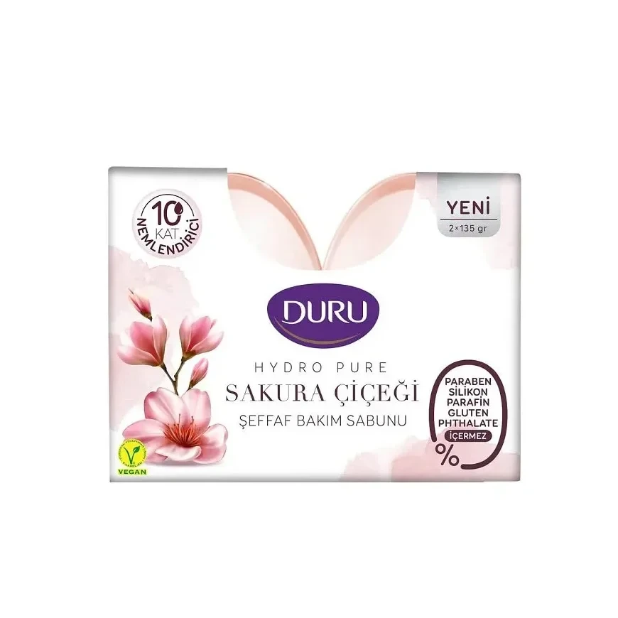 صابون شیشه ای دورو صورتی مدل شکوفه ساکورا DURU SAKURA CICEGI بسته 2 عددی - ارس شاین