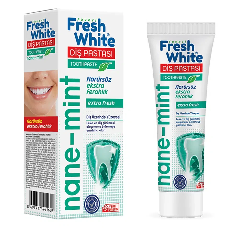 خمیر دندان بدون فلوراید فرش وایت Fresh White TOOTHPASTE nane-mint - ارس شاین