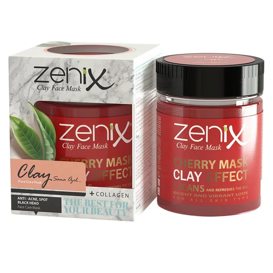 ماسک صورت خاک رس سری طبیعی گیلاس زنیکس zenix clay mask natural series cherry وزن 190 گرم - ارس شاین
