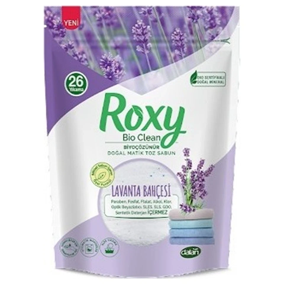 پودر صابون لباس روکسی رایحه لاوندر Roxy Bio Clean LAVANTA BAHÇESİ وزن 800 گرم - ارس شاین