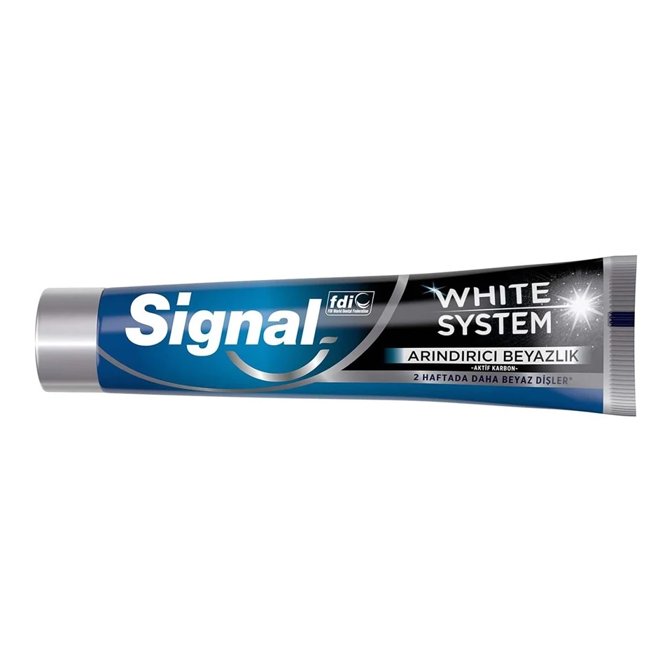خمیر دندان سفید کننده وایت سیستم سیگنال مدل سفیدی پاک کننده Signal WHITE SYSTEM ARINDIRICI BEYAZLIK حجم 75 میلی لیتر - ارس شاین
