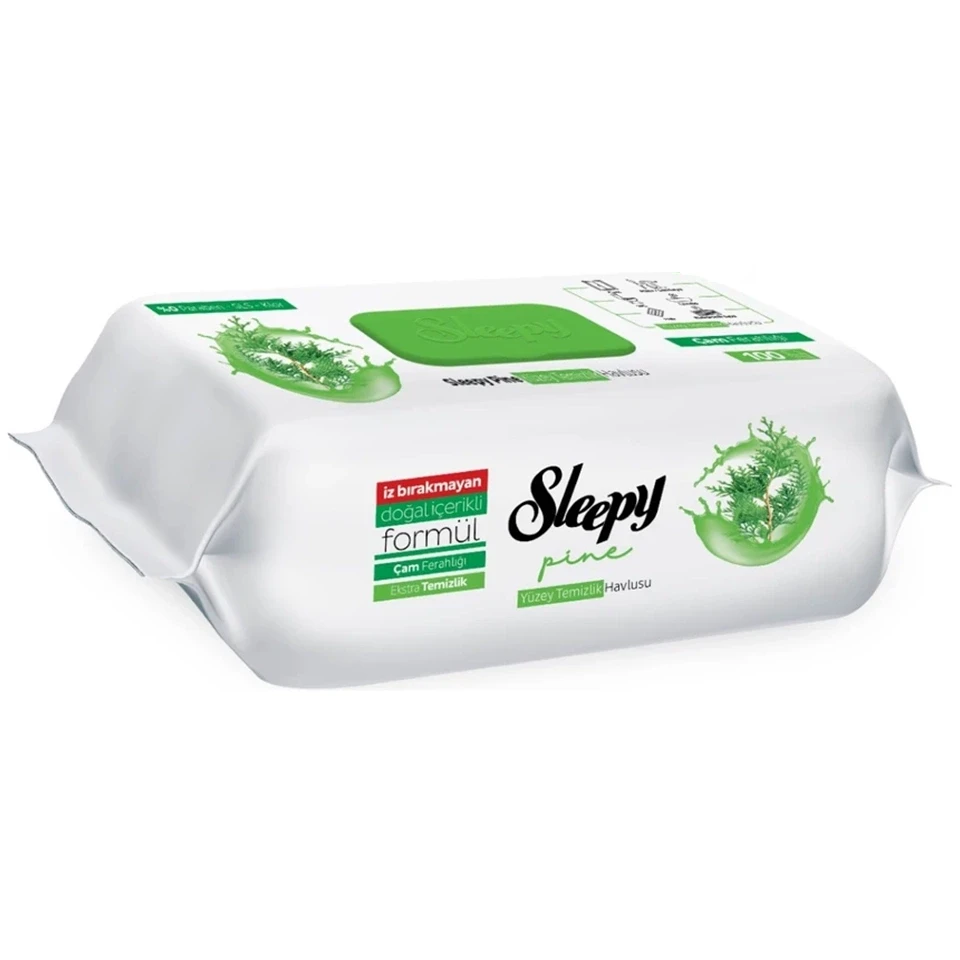 دستمال مرطوب سطوح چند منظوره اسلیپی رایحه کاج Sleepy Pine Yüzey Temizlik Havlusu بسته 100 عددی - ارس شاین