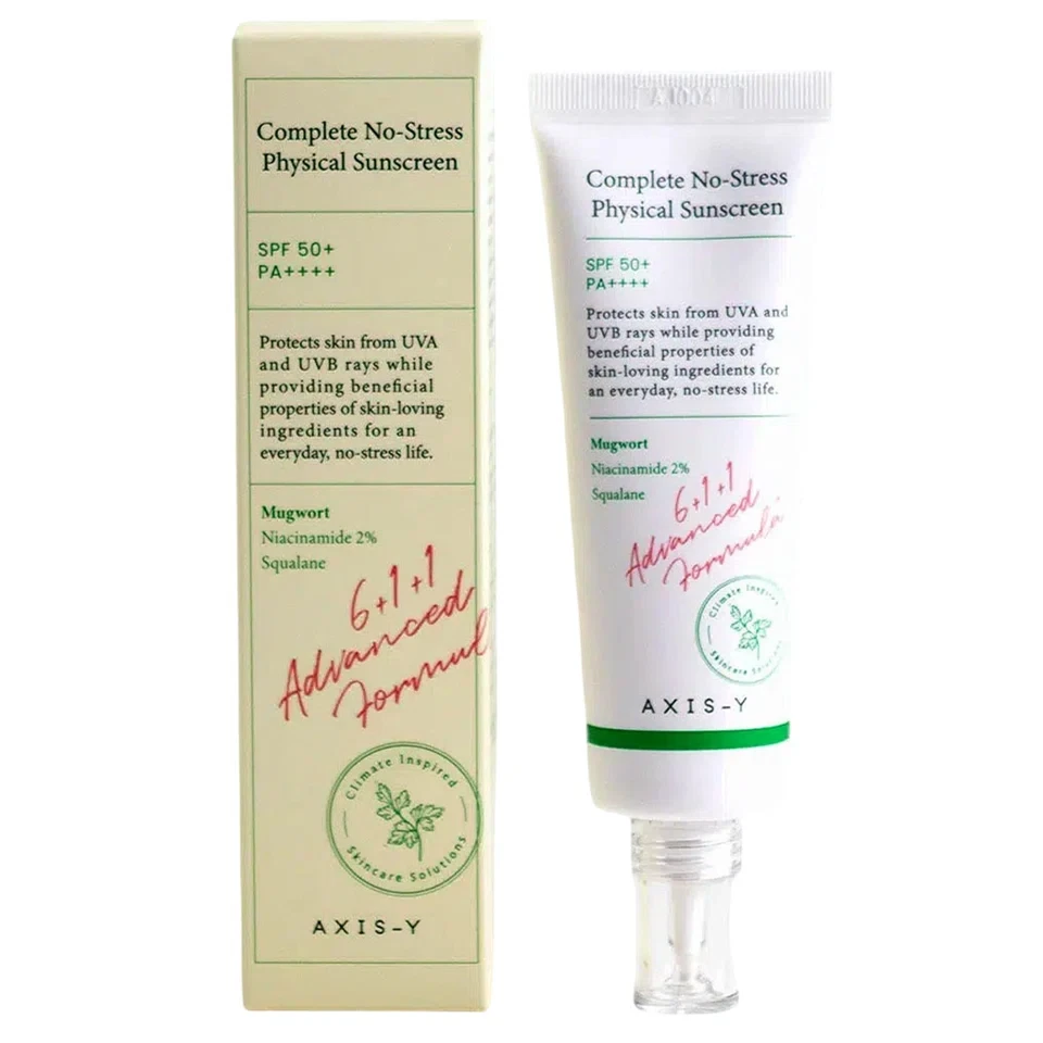 کرم ضد آفتاب فیزیکی بدون رنگ اکسیس وای AXIS-Y Complete No-Stress Physical Sunscreen SPF50 حجم 50 میلی لیتر - ارس شاین