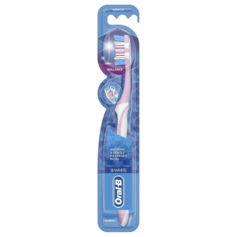 مسواک دستی سه بعدی سفید کننده اورال بی مدل 3D وایت برلیانس Oral-B 3D White Brilliance Medium Manual Toothbrush - ارس شاین