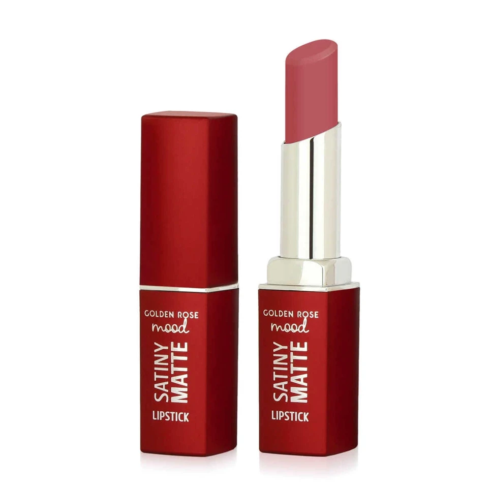 رژ جامد مات ساتینی گلامی گلدن رز شماره 06 (کهربای هلویی) GOLDEN ROSE SATINY MATTE - ارس شاین