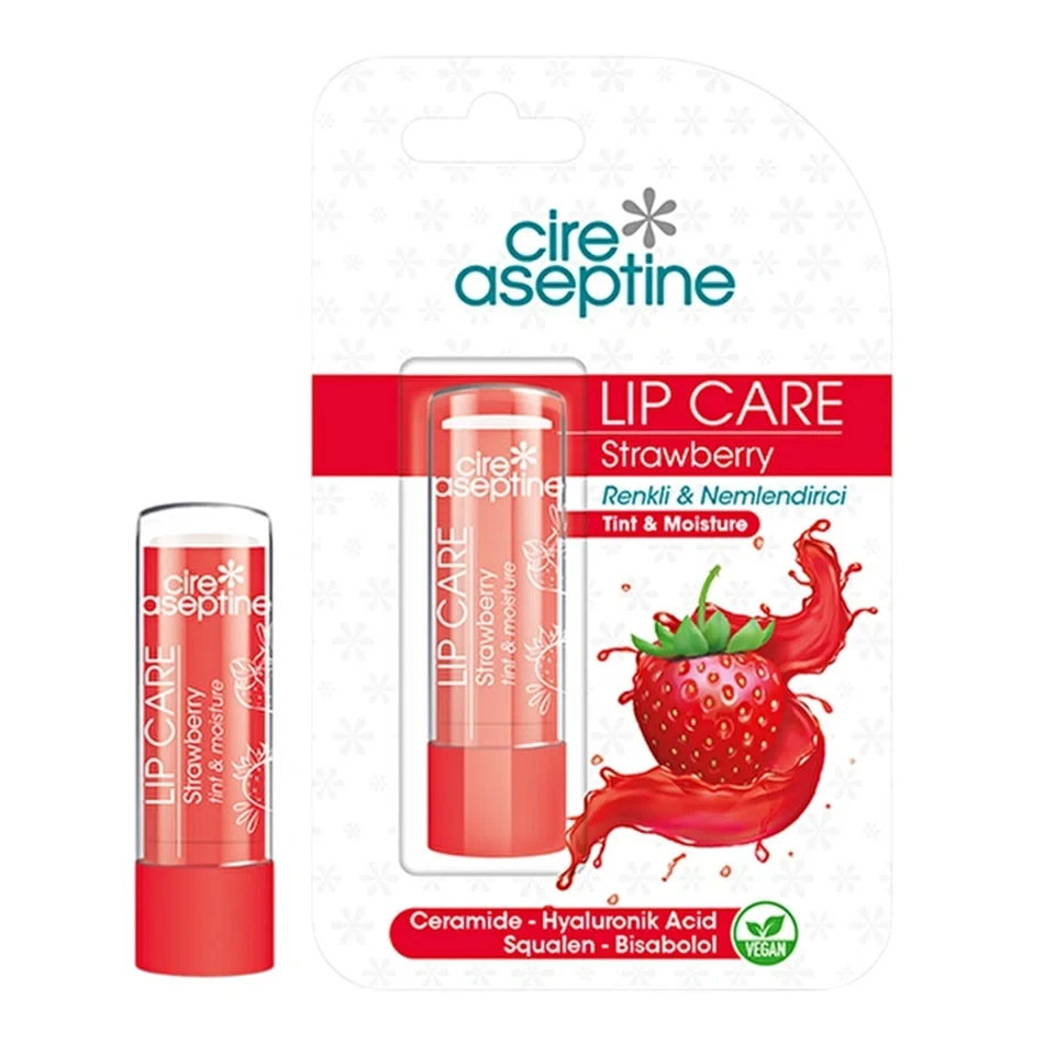 بالم لب رنگی هیالونیک سیر آسپتین طعم توت فرنگی cire aseptine LIP CARE Strawberry - ارس شاین