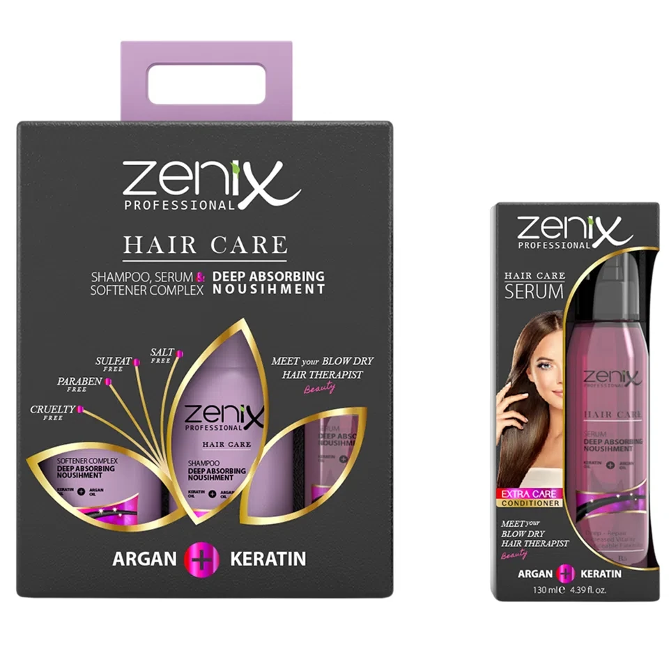 کیت مراقبت از مو و درمان مو با آرگان و کراتین زنیکس zenix hair care treatment argan keratin hair kit حجم 500+500+130 میلی لیتر - ارس شاین
