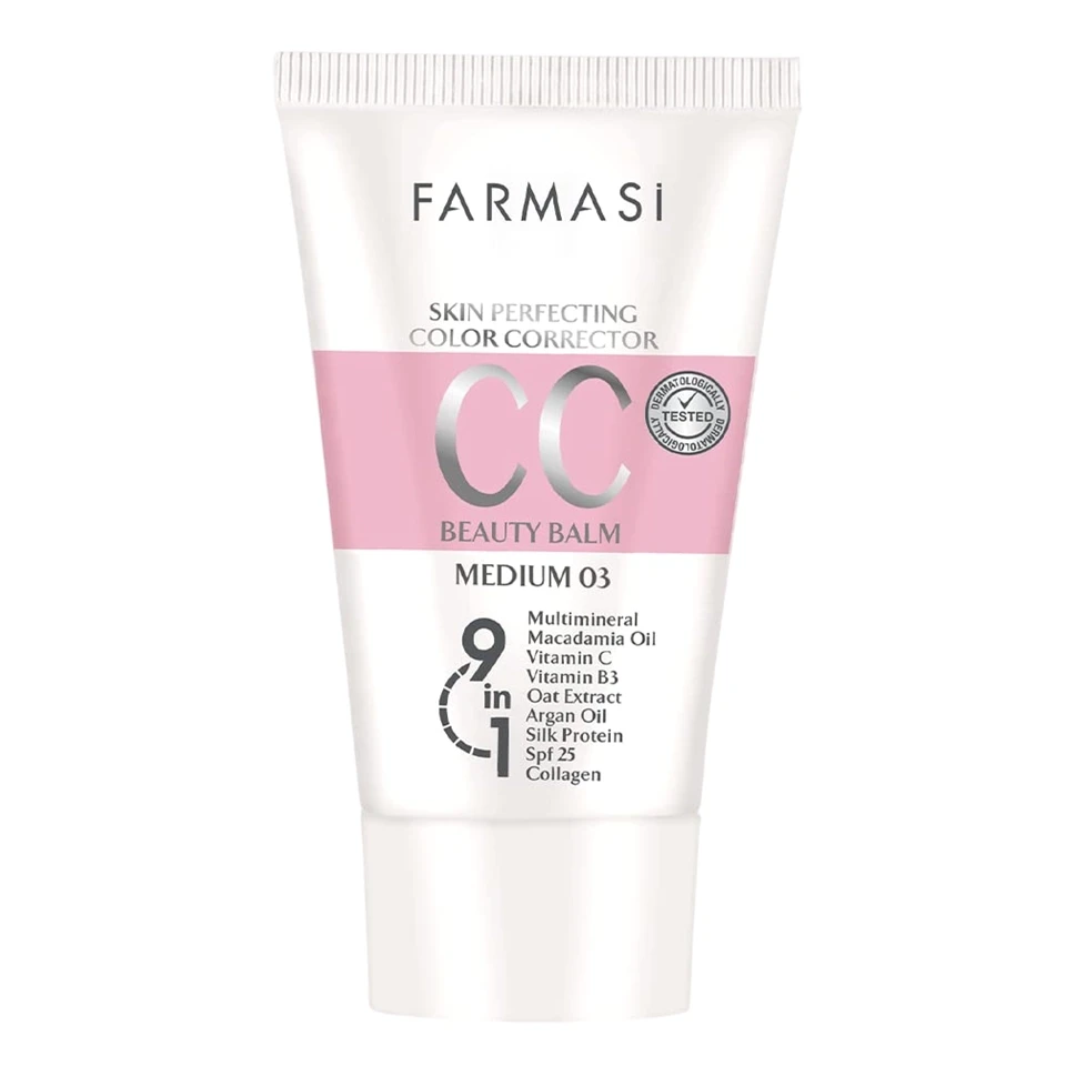 CC کرم فارماسی شماره 03 FARMASI BEAUTY BALM (CC) CRREAM medium حجم 50 میلی لیتر - ارس شاین