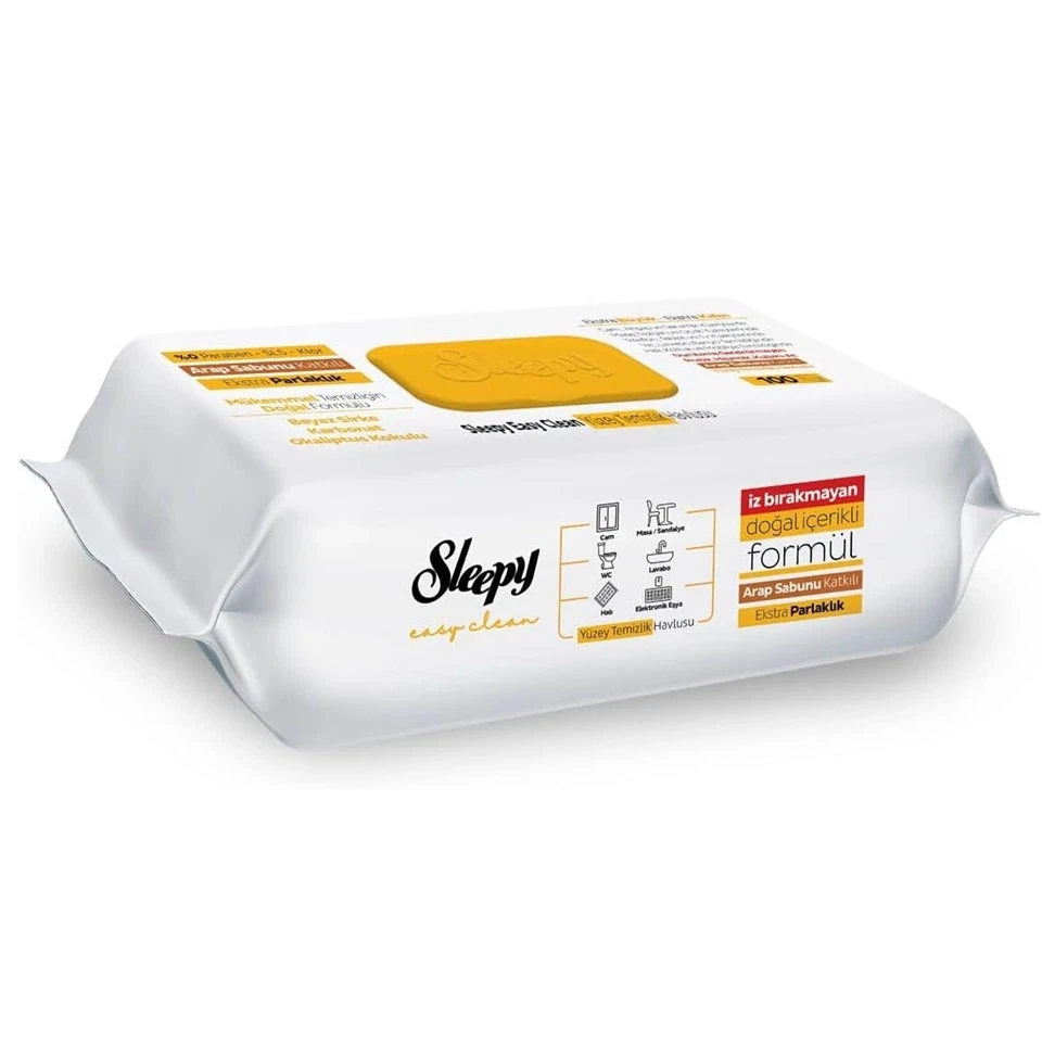 دستمال مرطوب سطوح چند منظوره اسلیپی رایحه اوکالیپتوس Sleepy Easy Clean Yüzey Temizlik Havlusu بسته 100 عددی - ارس شاین