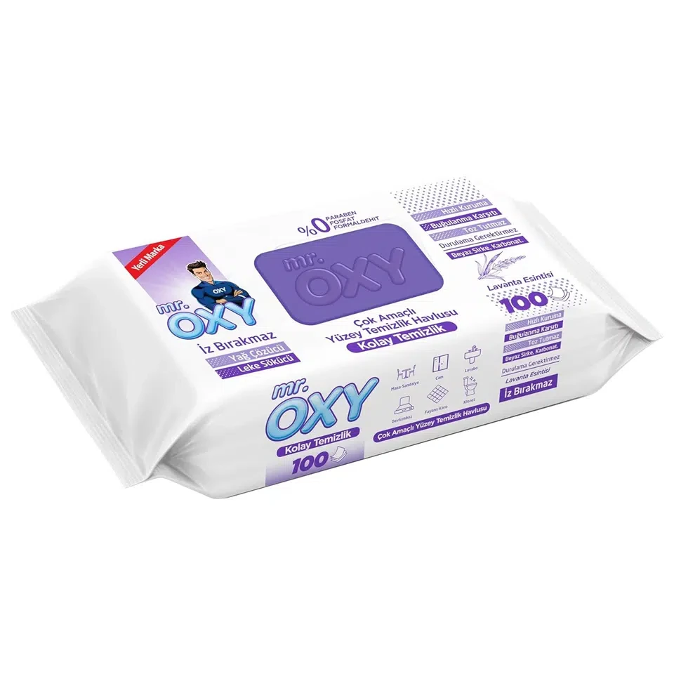 دستمال مرطوب سطوح چند منظوره مستر اوکسی رایحه لاوندر MR.OXY LAVANTA بسته 100 عددی - ارس شاین